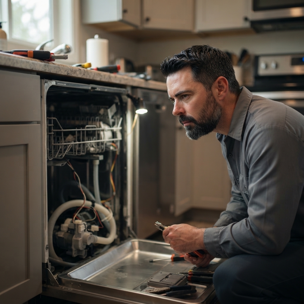 AAA One Stop technician repairing a refrigerator